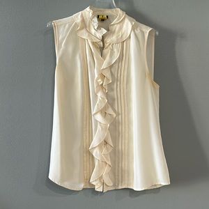Talbots size 10 ruffle front cream blouse